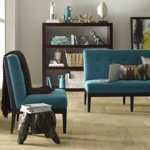 Herringbone vinyl flooring in living room 