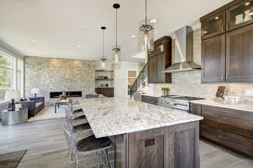 Luxury Vinyl flooring in a large luxury kitchen by Carpet to Go in Bellevue WA